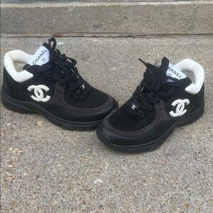 CHANEL Black and White Women's Sneakers